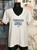 T-shirt "Terrasse-copines-apéro" blanc & bleu