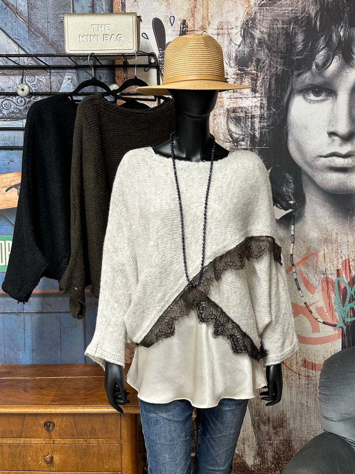 Wickelpullover aus Strick und Spitze (38/44) MADE IN 🇮🇹