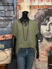 T-shirt basic + size 100% coton col V kaki