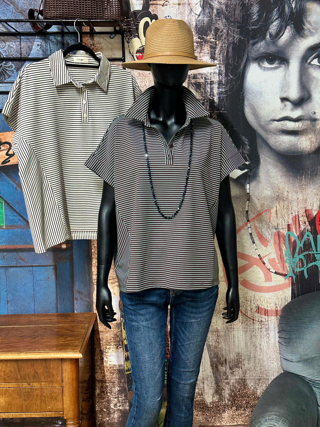 Oversize-Poloshirt mit Streifen (38/44)