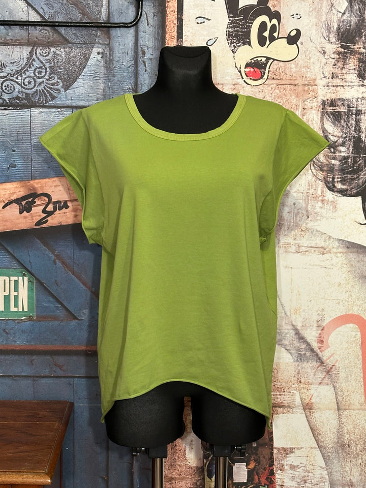 Einfarbiges T-Shirt mit Rundhalsausschnitt in Anisgrün