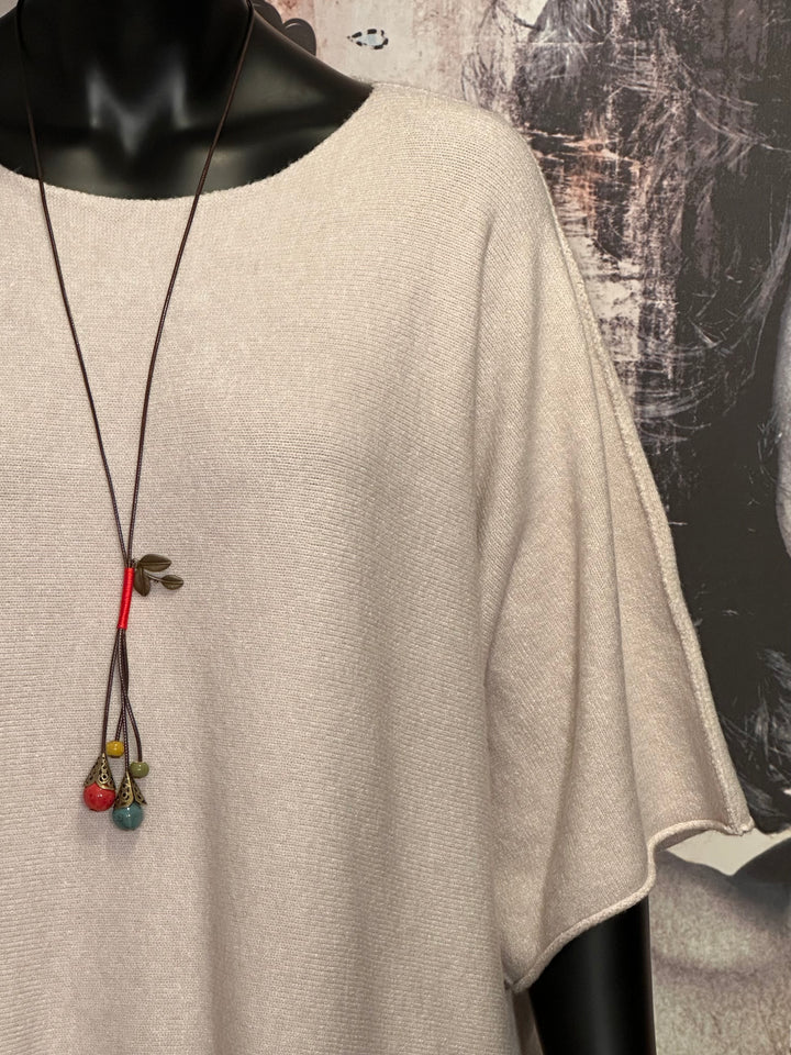 Pullover + Size Kurzarm beige