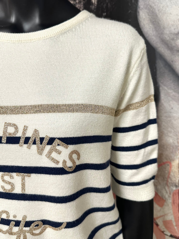 Kurzärmeliger Pullover „Les copines c’est la life“ (36/40) MADE IN ITALY