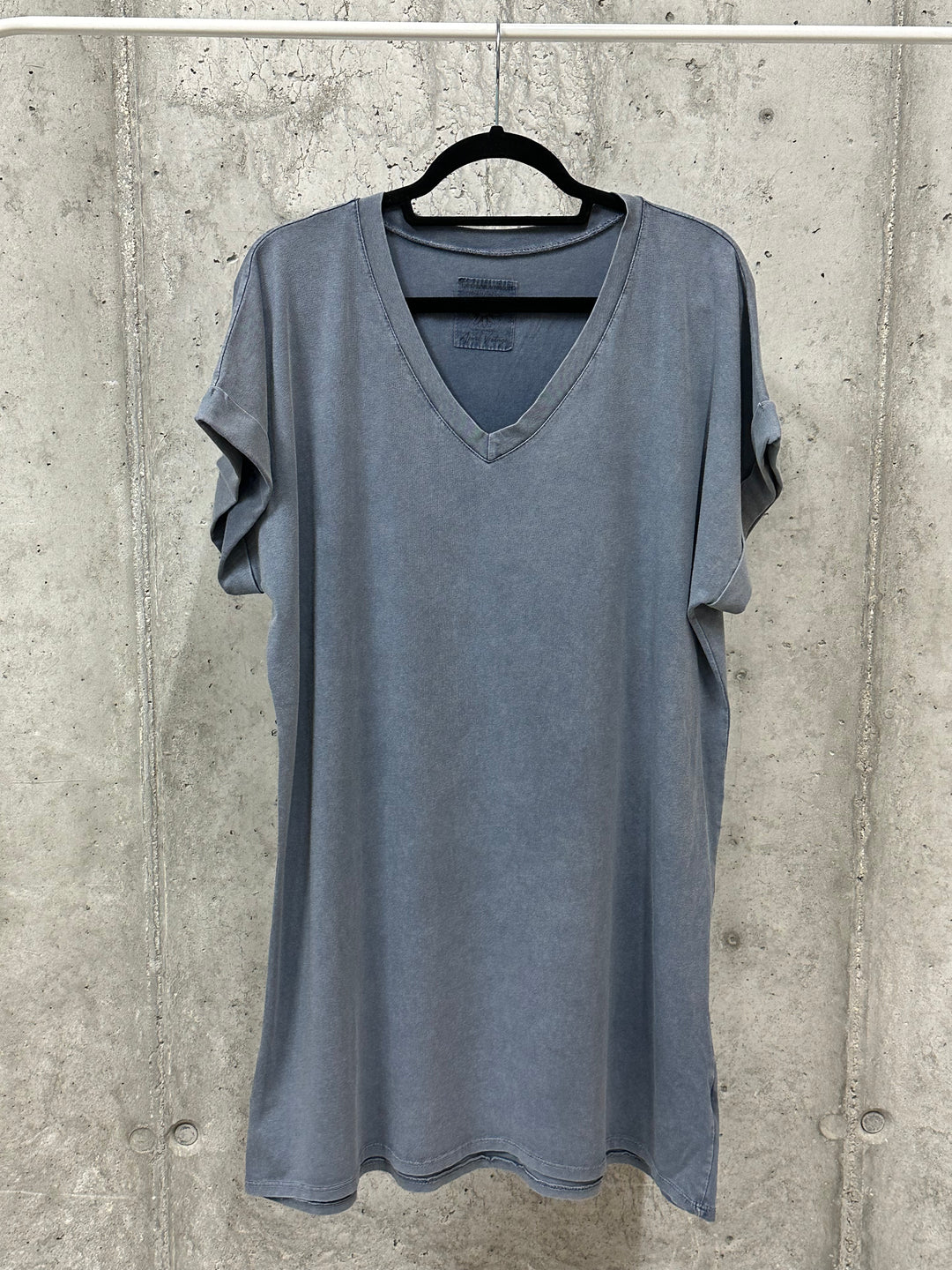 Robe t-shirt  "Chloé" unie &amp; col V (40/44) MADE IN ITALY