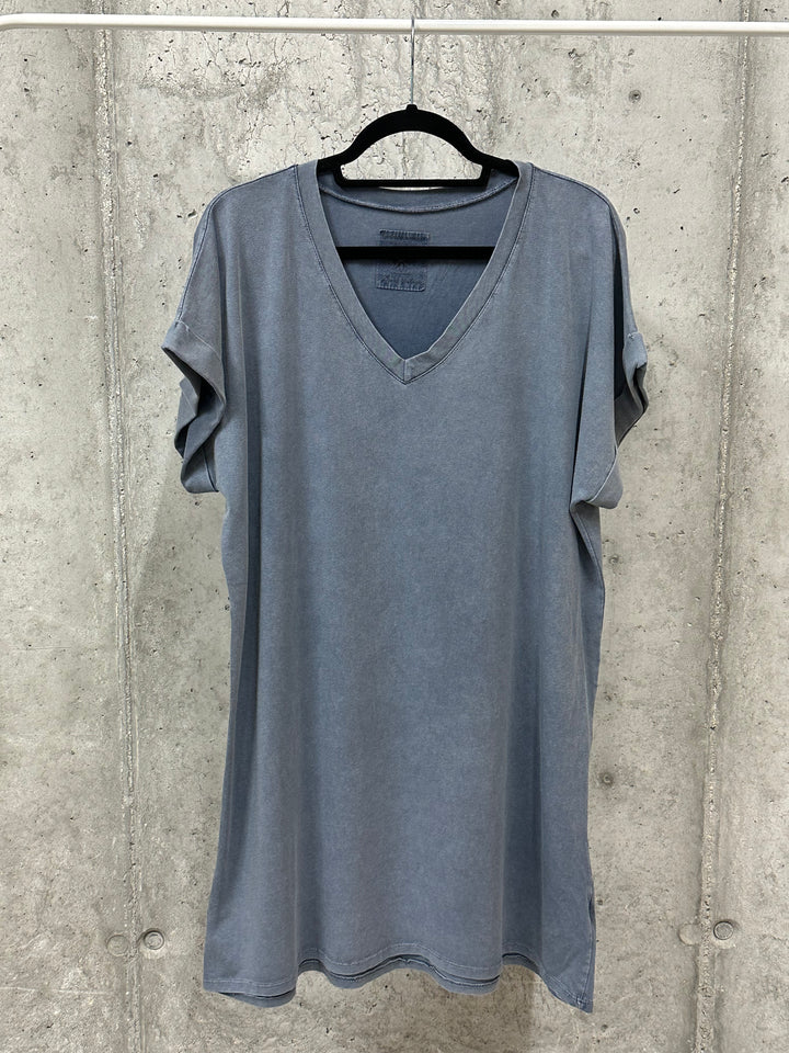 Robe t-shirt  "Chloé" unie &amp; col V (40/44) MADE IN ITALY