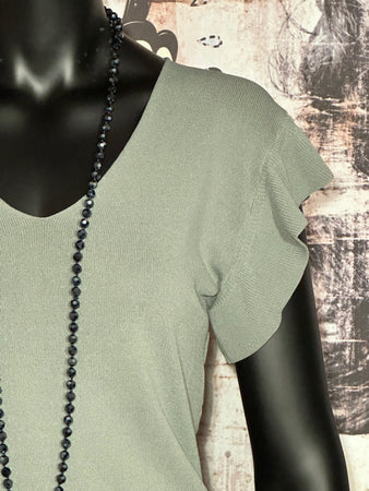 T-Shirt mit Rüschenärmeln in Khaki