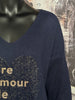 Pull "Vivre d'amour et de champagne" bleu marine