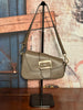 Handtasche aus genarbtem Leder in Taupe