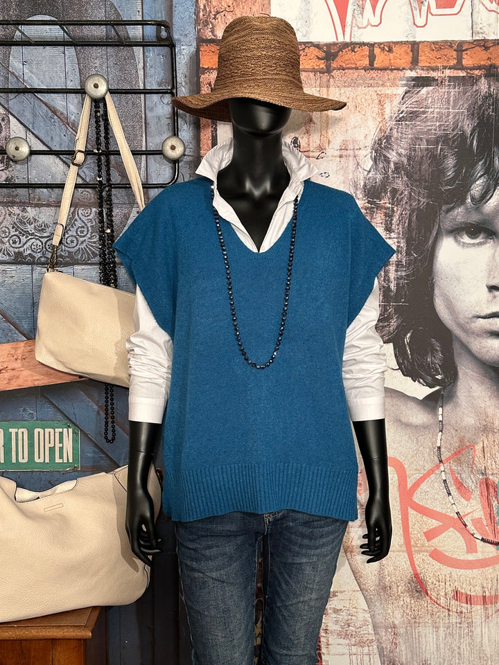 Tanktop + Size V-Ausschnitt petrolblau