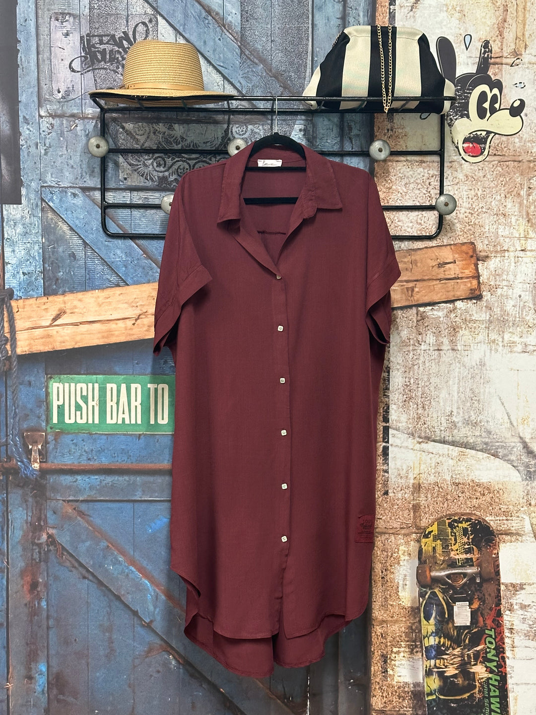 Robe chemise "Clémence" unie 100% viscose (40/46) MADE IN ITALY