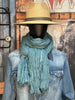 Foulard froissé uni  100% coton bleu acier