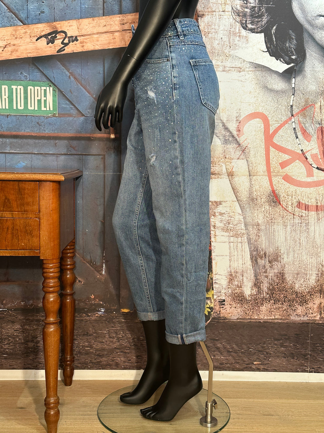 Jeans MOM "strass" medium blue used