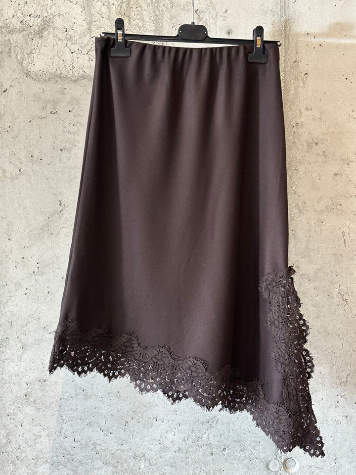 Einfarbiger asymmetrischer Rock & Spitze (38/42) MADE IN 🇮🇹