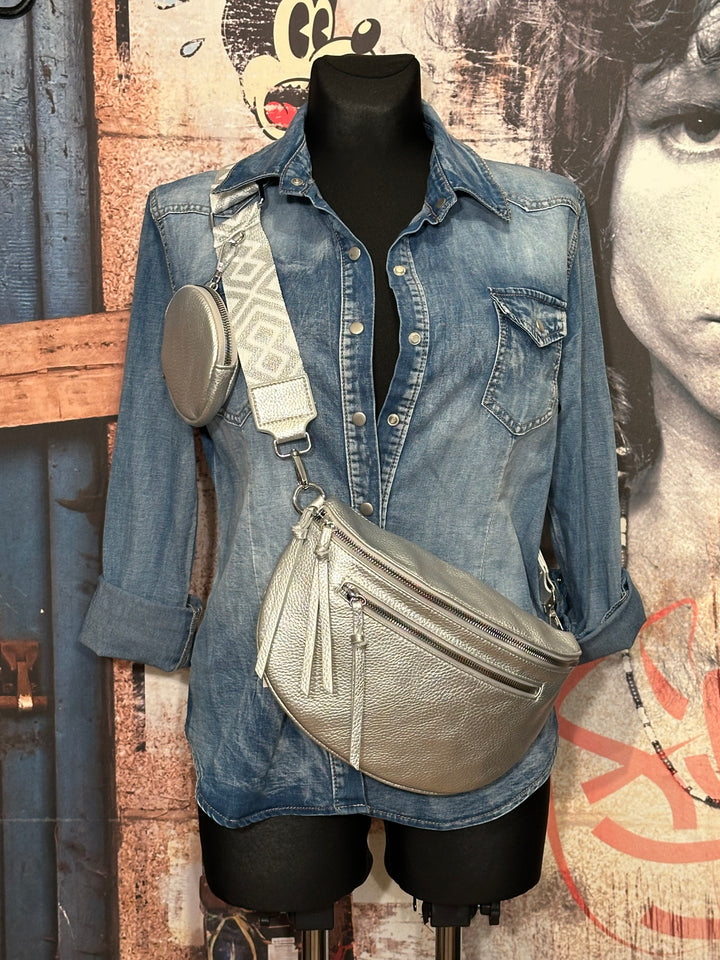 Sac banane bandoulière silver