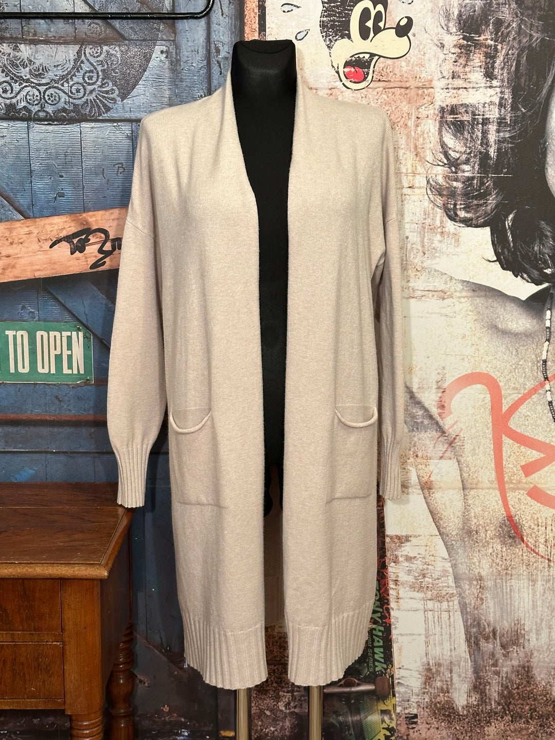 Cardigan uni long beige (36/40)