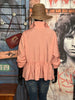 Einfarbige Bluse im Bohemian Style Vintage-Rosa