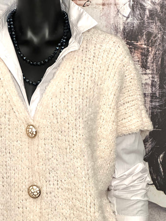 Cardigan bouclette + SIZE écru