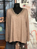 Pullover mit V-Ausschnitt Spitze + SIZE beige