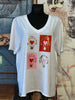 T-shirt + SIZE 100% coton col V "coeur" blanc