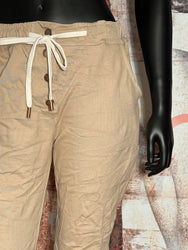 Stretchhose/Jogginghose mit Knöpfen in beige