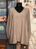 Oversize-Pullover + SIZE V-Ausschnitt taupe meliert