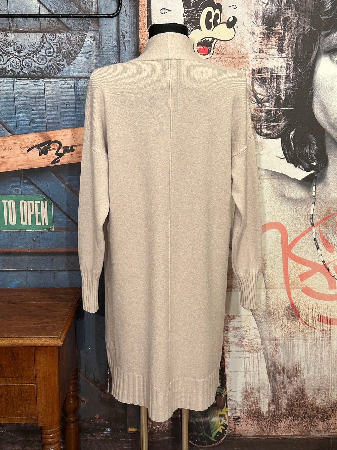 Cardigan uni long beige (36/40)