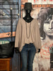 Oversize-Pullover + SIZE V-Ausschnitt taupe meliert