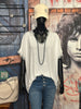 T-shirt + size col V dentelle blanc cassé chiné