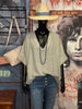 Blouse + size lin & coton vert amande