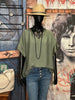 Einfarbige Bluse mit V-Ausschnitt in Khaki