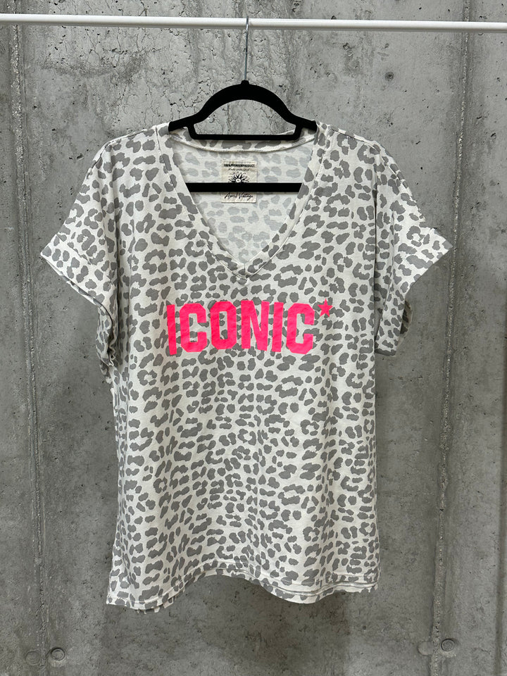 T-shirt léopard « Matéo » oversize &amp; col V (40/44) MADE IN ITALY