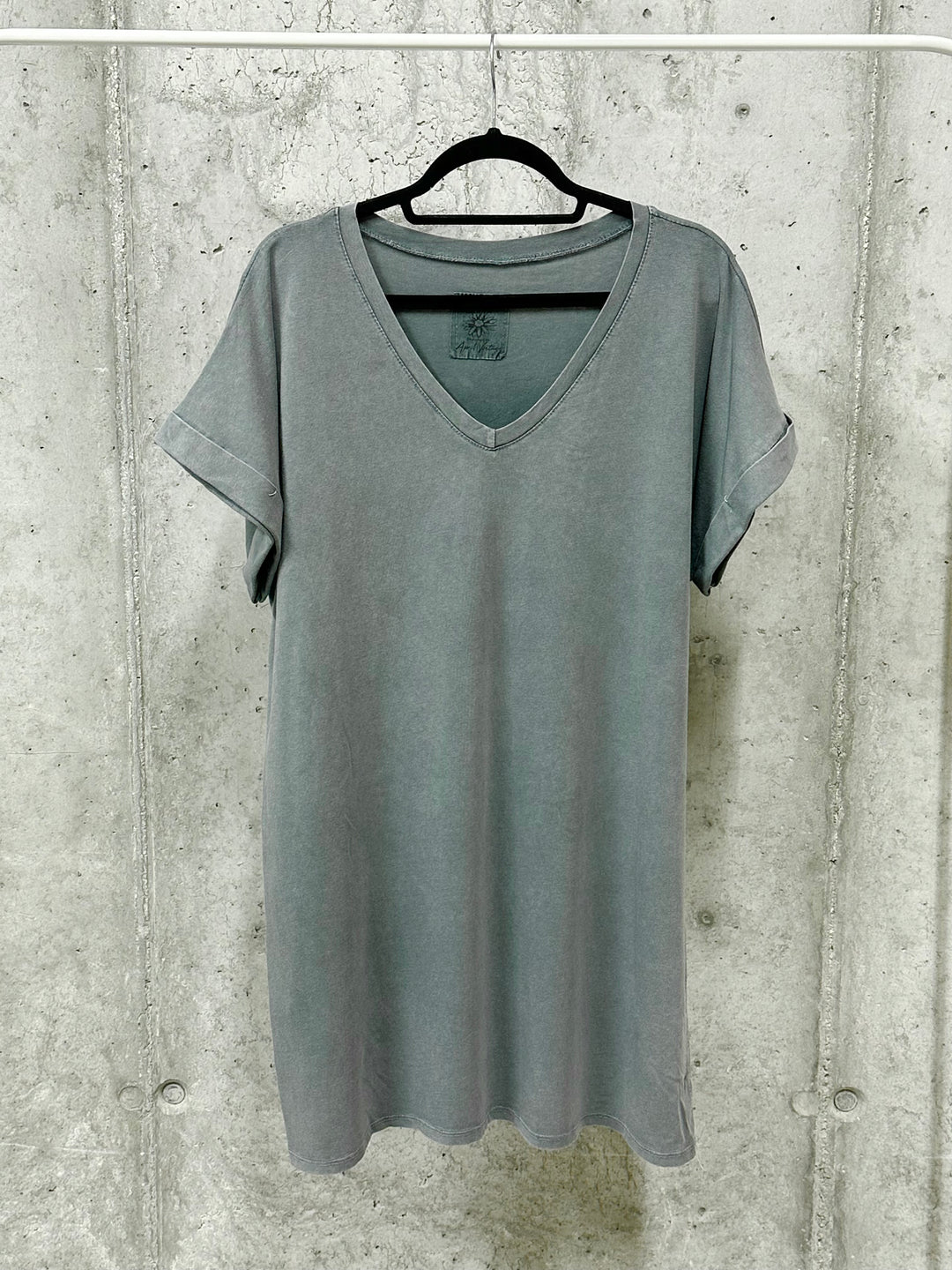 Robe t-shirt  "Chloé" unie &amp; col V (40/44) MADE IN ITALY