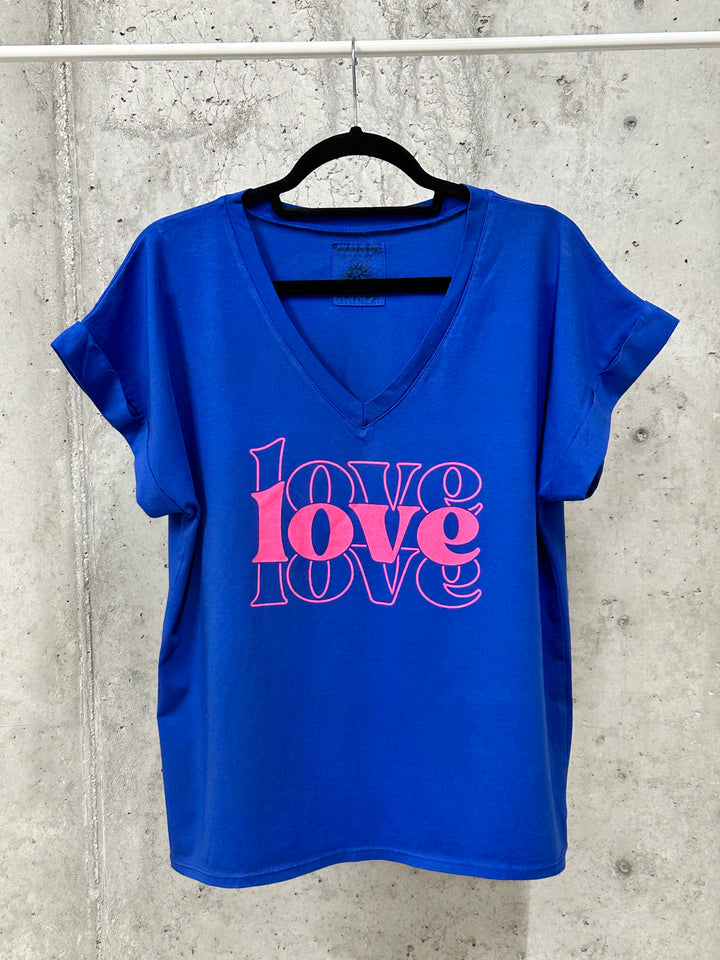 T-Shirt mit V-Ausschnitt „LOVE“ (38/42) MADE IN ITALY
