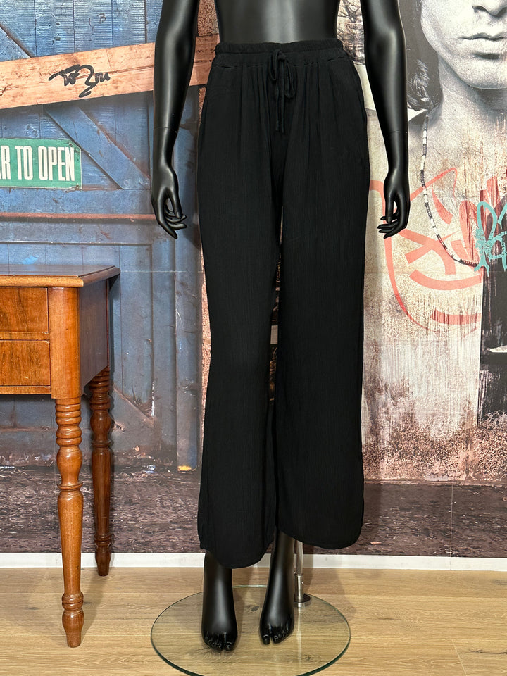 Pantalon léger 100% viscose taille élastique noir
