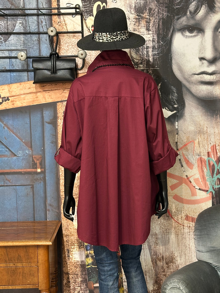 Einfarbiges langes Hemd aus 100% Baumwolle (42/46) MADE IN 🇮🇹