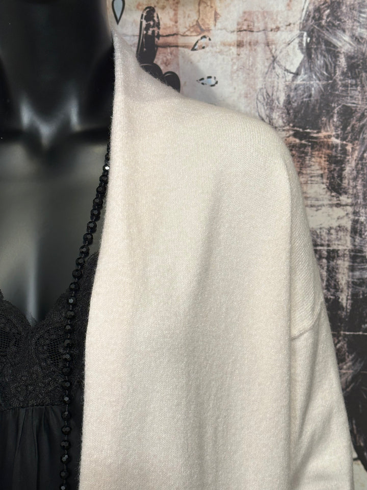 Cardigan uni long crème (36/40)