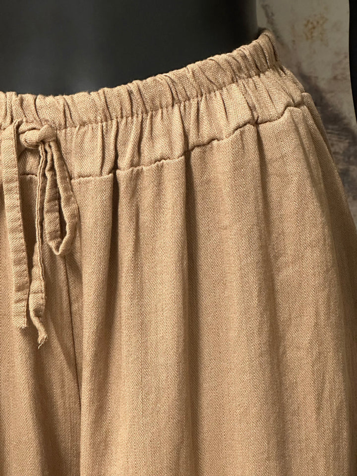 Pantalon "Timéo" taille élastique viscose &amp; lin (42/46) MADE IN ITALY