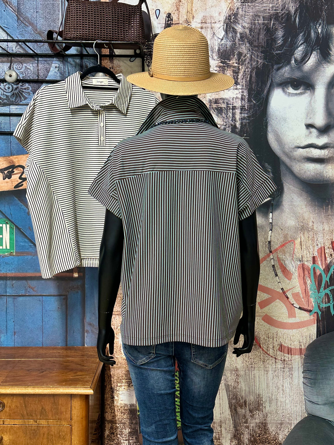 Oversize-Poloshirt mit Streifen (38/44)