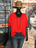 Pull en mailles col V rouge/orange