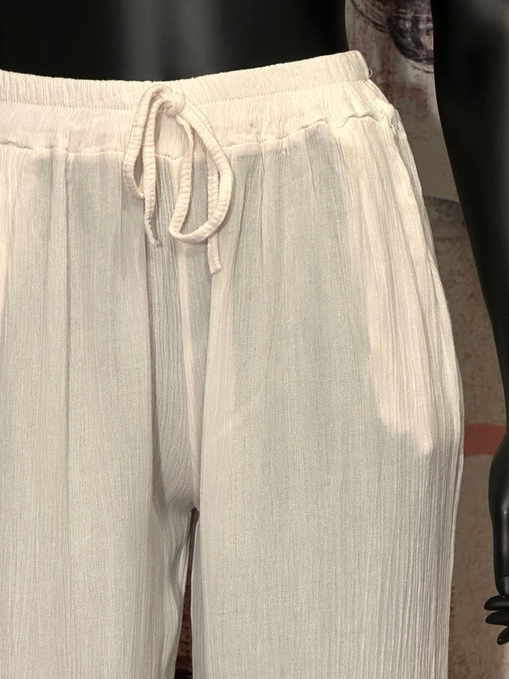 Pantalon léger 100% viscose taille élastique écru