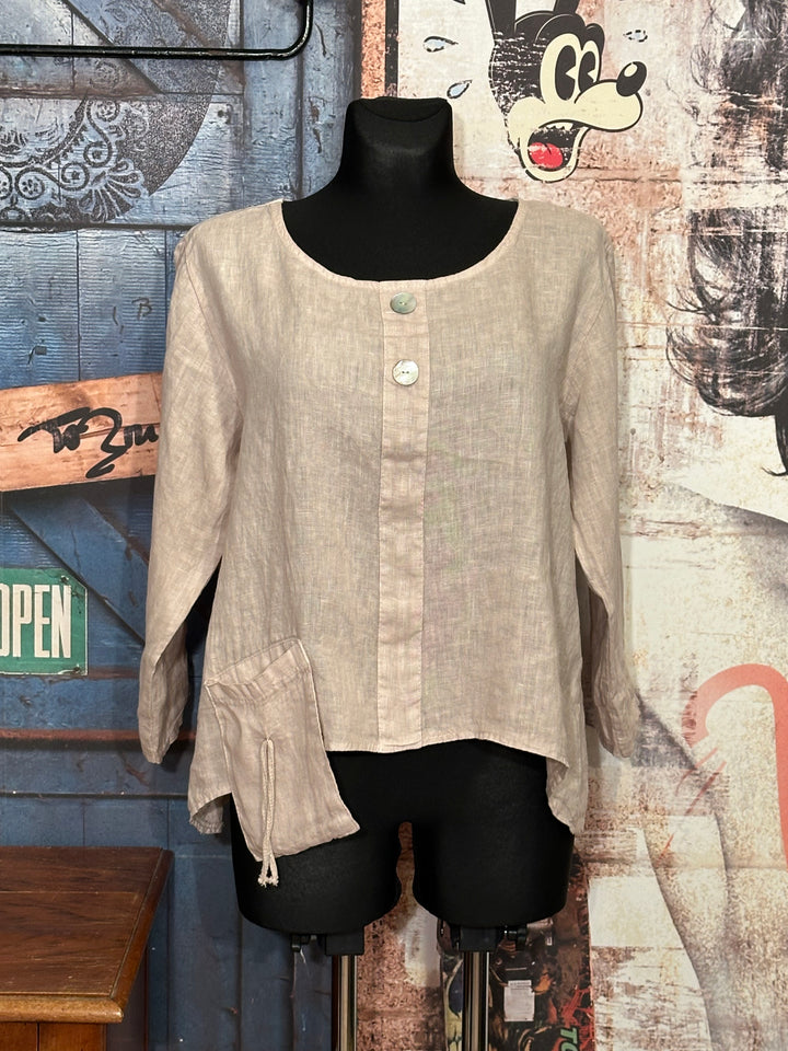 Blouse col rond 100% lin sable