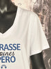 T-shirt "Terrasse-copines-apéro" blanc & bleu