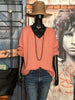 Pull en mailles col V rose vintage