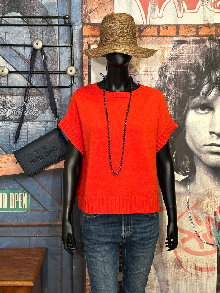 Pull sans manches & col rond orange (38/42)