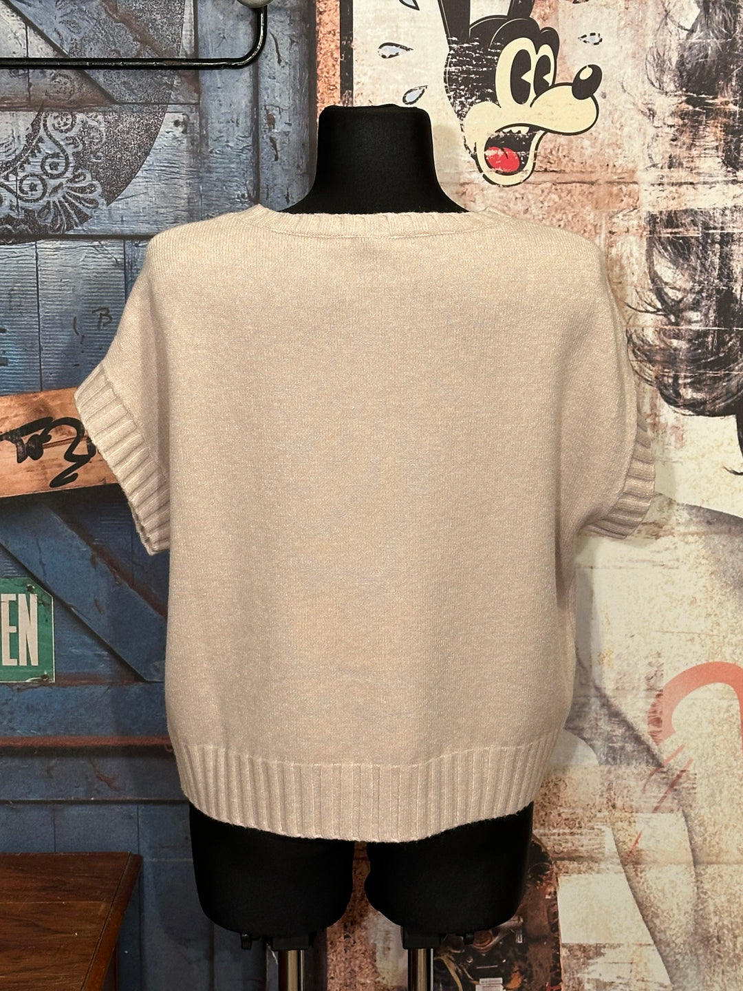 Ärmelloser Pullover & Rundhalsausschnitt beige (38/42)