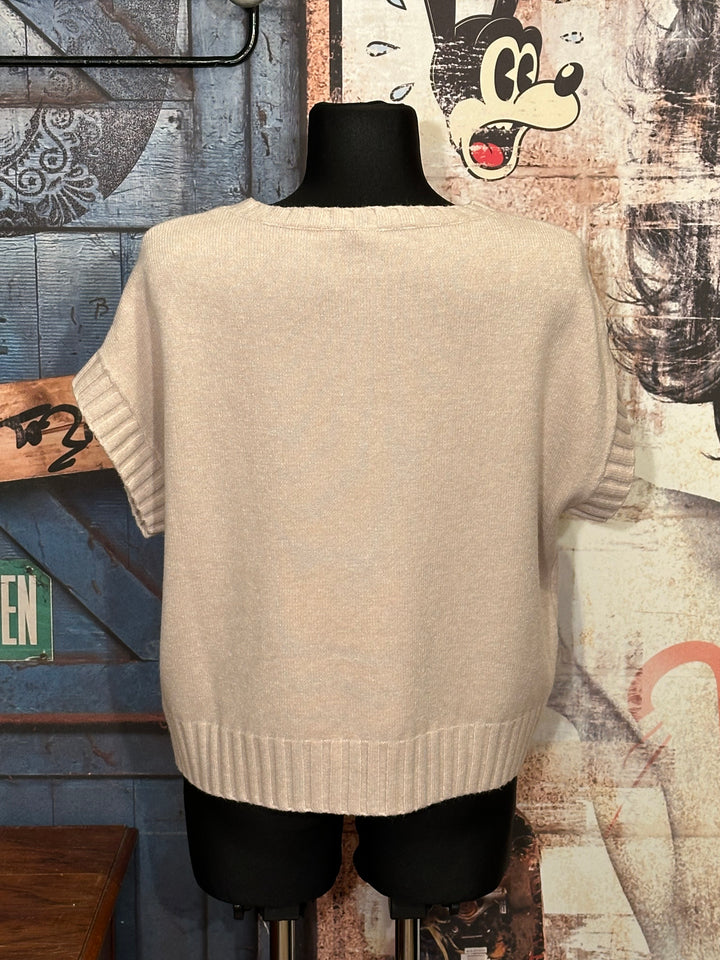 Pull sans manches & col rond beige (38/42)