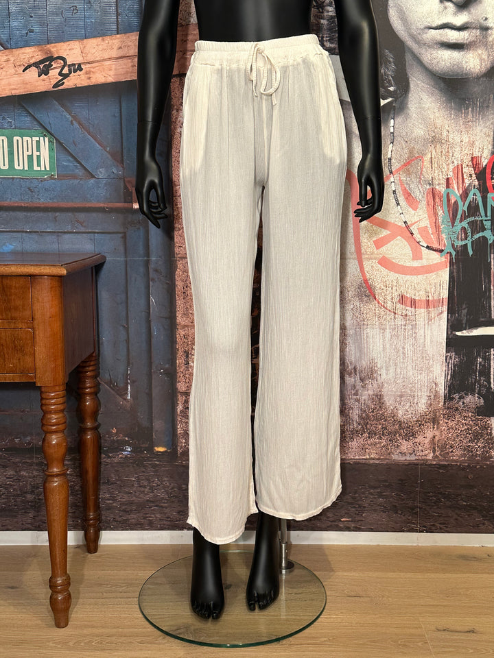 Pantalon léger 100% viscose taille élastique écru