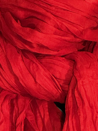 Foulard froissé uni  100% coton rouge