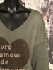 Pull "Vivre d'amour et de champagne" kaki