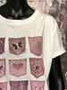 T-shirt col rond "coeur" blanc & parme